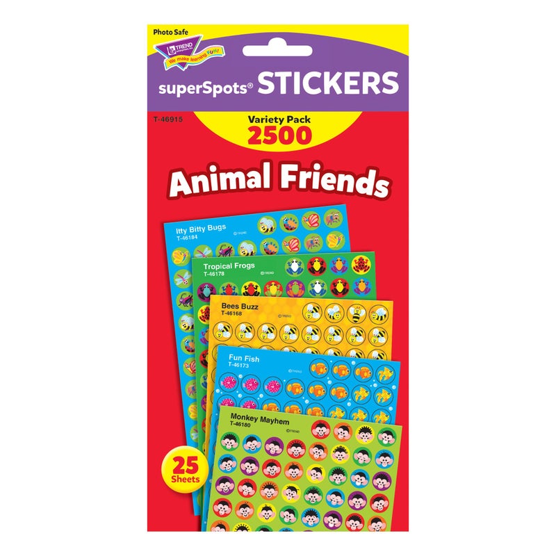 Trend Animal Friends superSpots Stickers Variety Pack from TREND Enterprises, Inc. 2500 ct; 7/16" Incentive Chart Size - Image 3